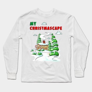 Christmas Log Cabin Winter Scene Gift V1 Long Sleeve T-Shirt